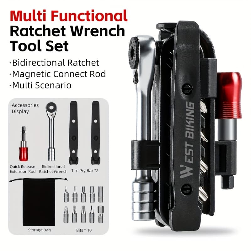 TEMU West Biking Bike Repair Kit Tool Kit Contains 14-in-1 Tool Outdoor Cycling Emergency Repair Maintenance Tools For Road Bikes And Mountain Bikes