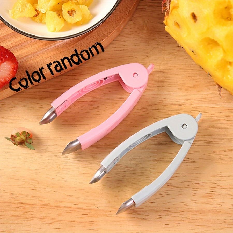 TEMU Random Color Stainless Steel Pineapple Corer - A Multifunctional Kitchen Gadget With An Ergonomic Handle For Preparation, Removes Strawberry Seeds
