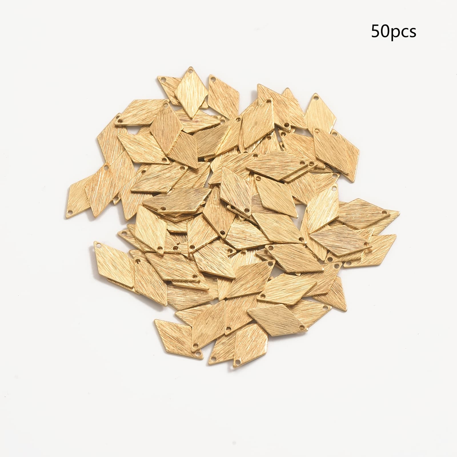 TEMU 20pcs/50pcs Original Brass Geometric Figure Single Hole Double Sided Brushed Rhombus Pendant Making Charm Accessories