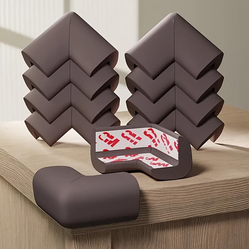 TEMU 8pcs Soft Foam Corner Protectors, Pre-adhesive Safety Edge Guards For Furniture, Fireplaces, Tables, Stairs, Cabinets, Proof Edge, Pre-tape