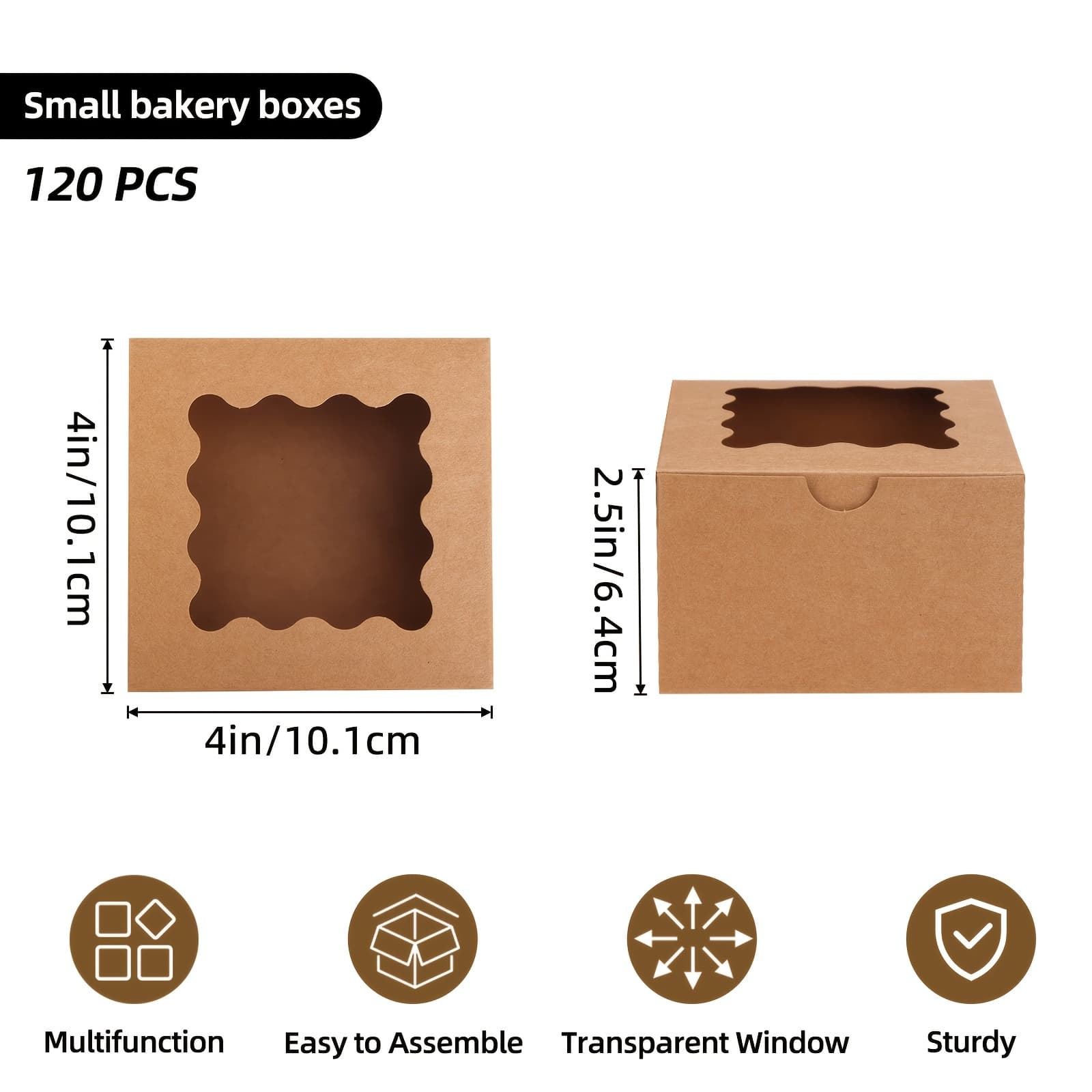 TEMU Tomnk 120pcs Cookie Boxes With Window, 4x4x2.5 Inches Bakery Treat Boxes, Cajas Pasteles, For Birthday Party, Wedding And Father's Day