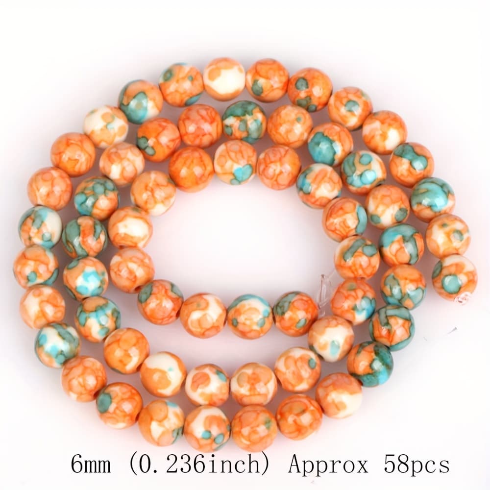 TEMU 36/45/58/88pcs Stone Round Spacer Loose Beads For Jewelry Making Bracelets Additions