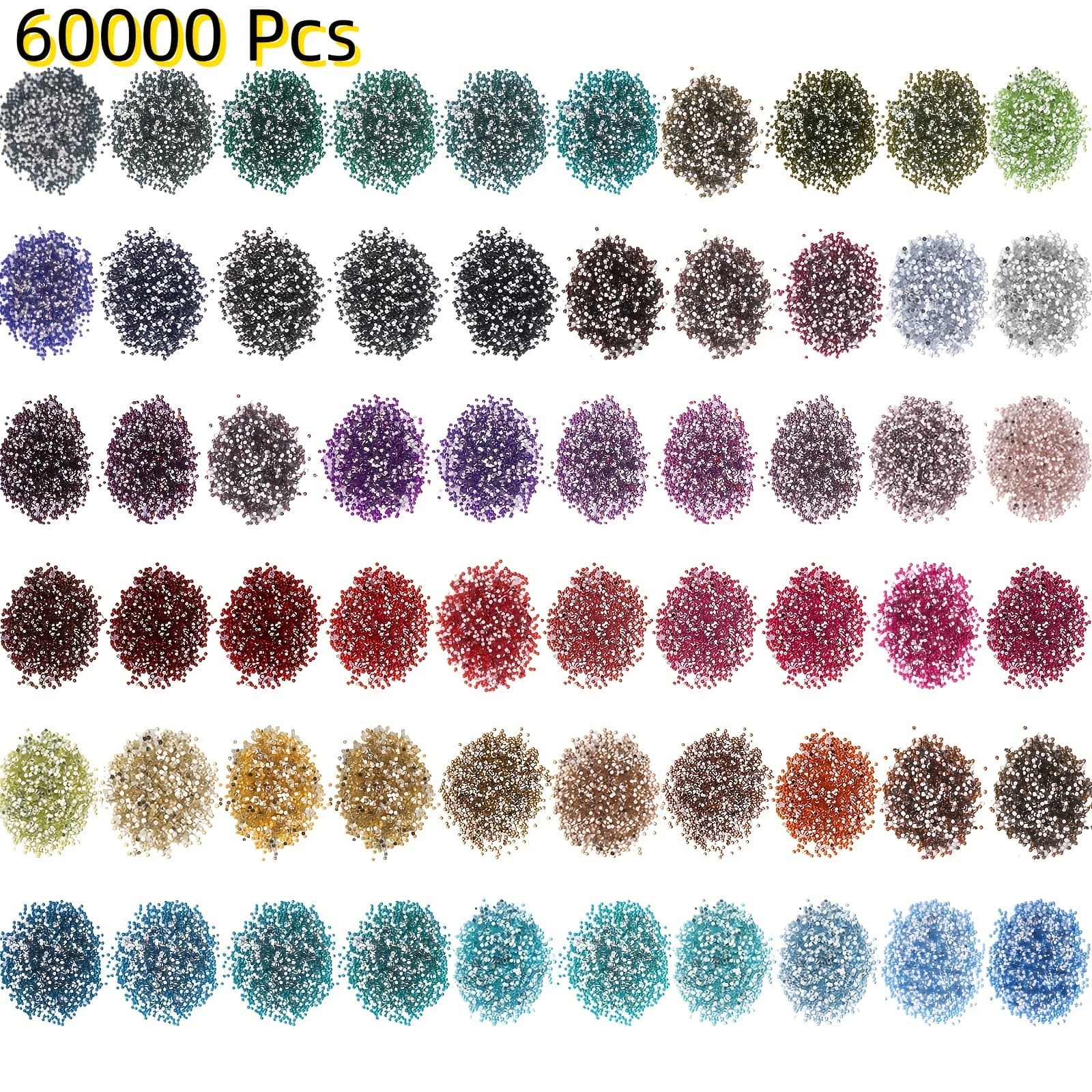 TEMU 60000pcs Rhinestones Diamond Painting Beads Flat Bottom Round Resin Diamond Beads Replacement Diamonds For Craft Diamond Painting Accessories()