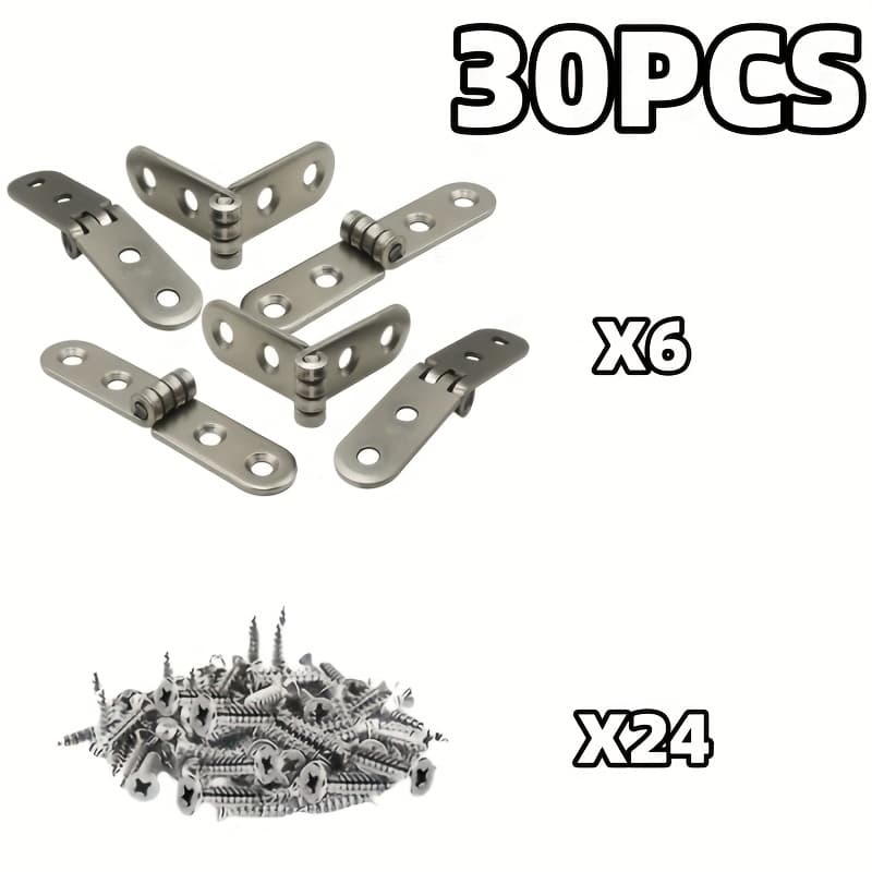 TEMU 30pcs 180-degree Foldable Hinge, Practical Furniture, Flexible Nut Hinge, Strong Pressure Resistance, Silvery Cabinet Door Hinge, For Household Use