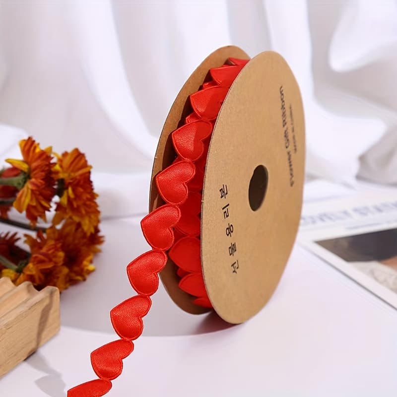 TEMU 1 Roll 900cm520 Polyester Love Ribbon Flower Packaging Packaging Floral Ribbon Cake Baking Gift Ribbon