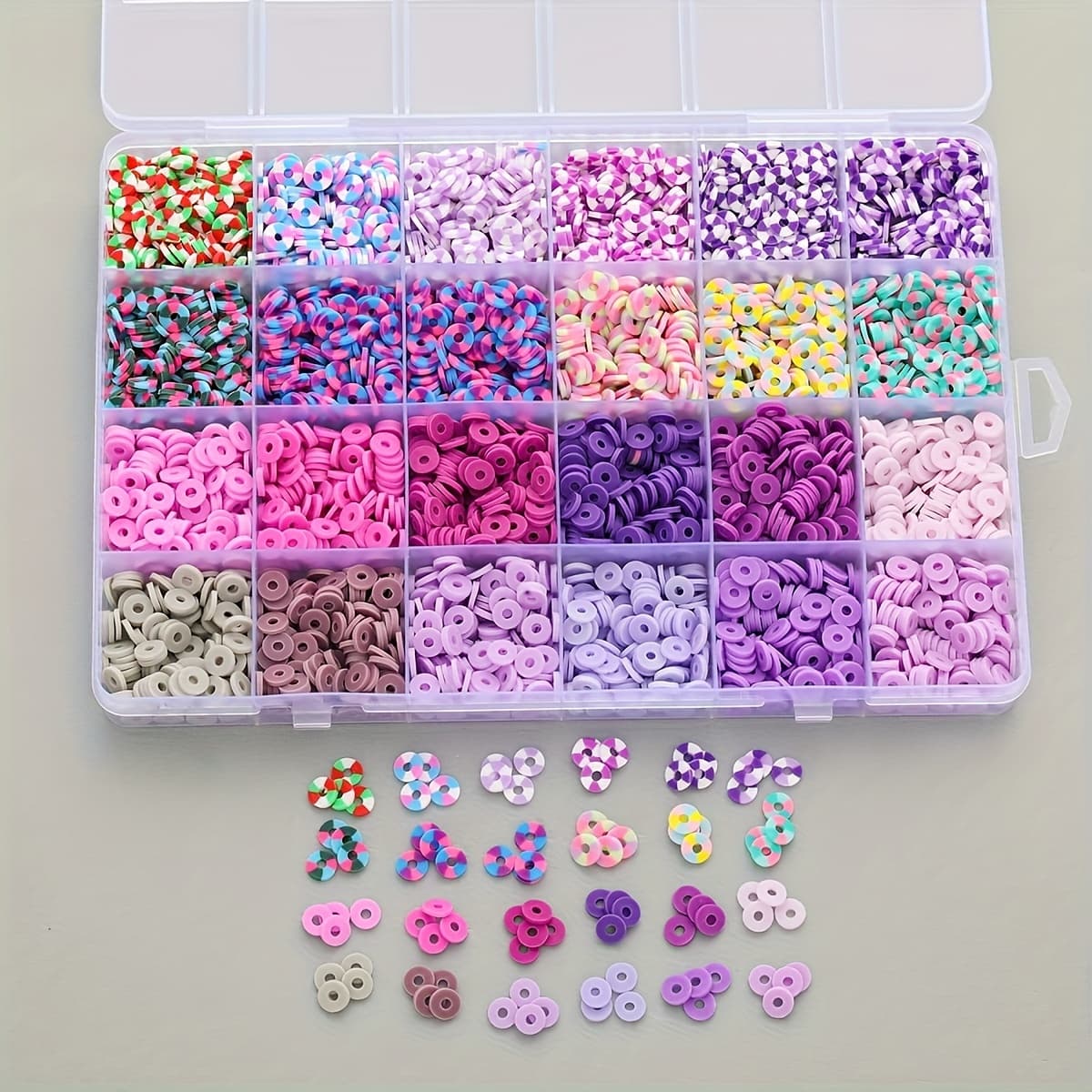 TEMU A Box Of 4800pcs 24-color Polymer Clay Spacer Beads Heishi Beads Suitable For Necklaces, Bracelets, Mobile Phone Chains, Jewelry Making