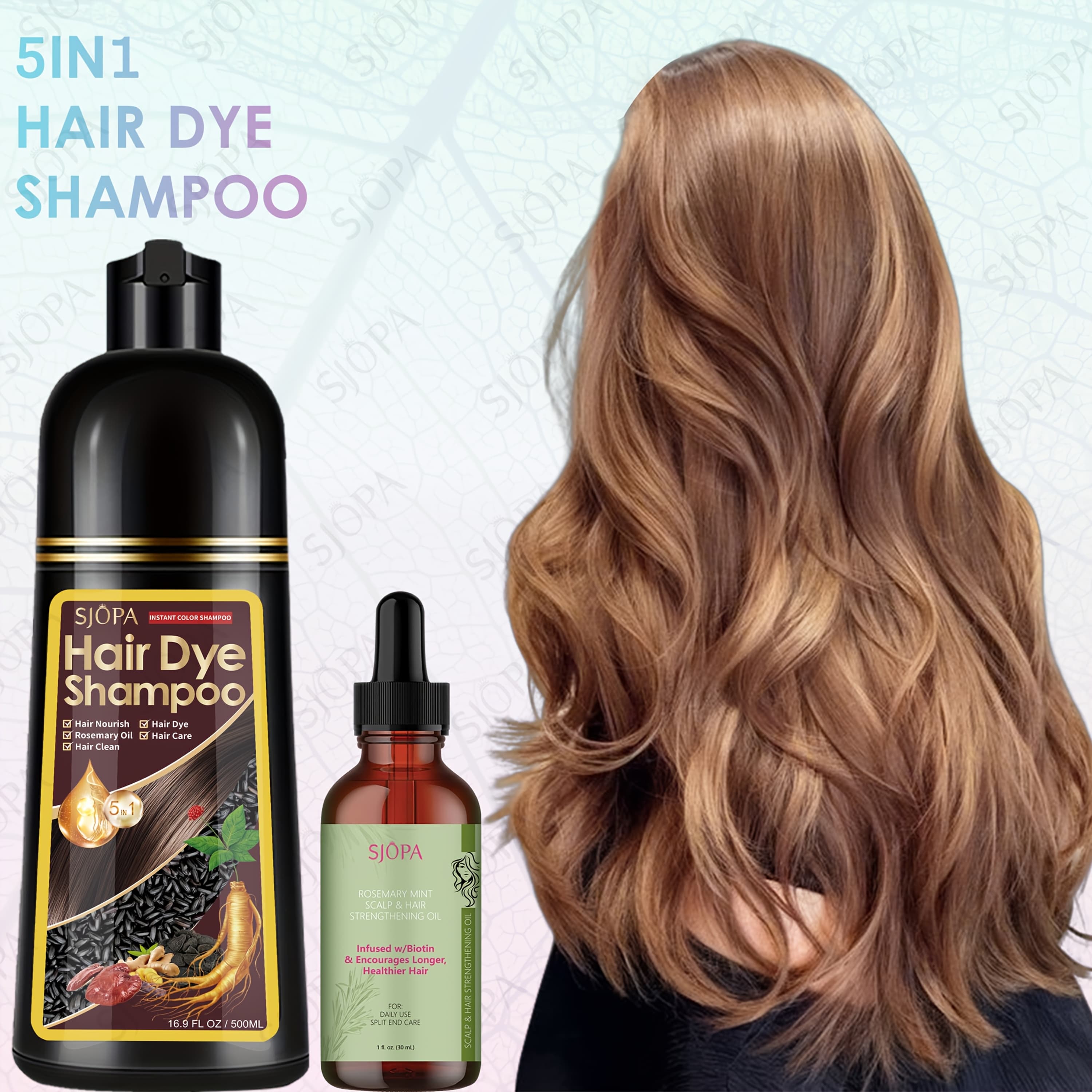 TEMU [upgraded Version] Sjopa Hair Dye Kit 16.91oz Coloring Shampoo, Hibiscus Oil, Skin, Natural & Safe Formula, Quick Coloring & Nourishing, Long-lasting Hair , Salon-quality At Home