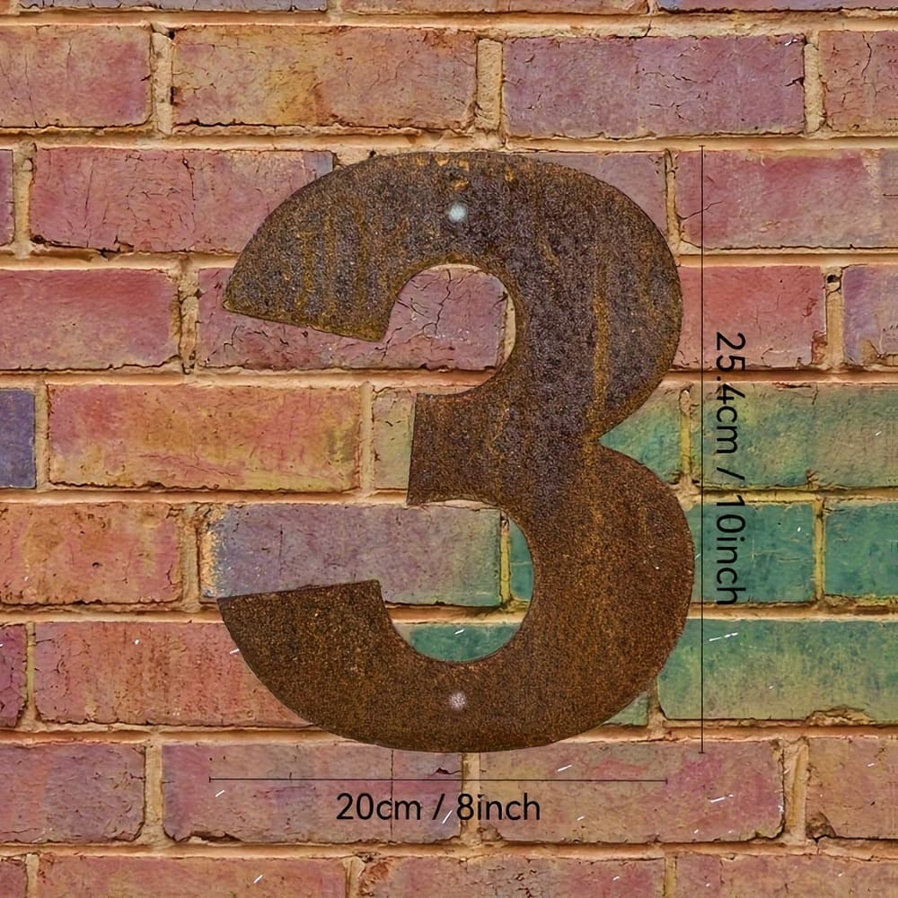 TEMU Rusty Metal Door Number 0-9 - , Weather-resistant Wall Decor For Indoor & Outdoor Use, Perfect Housewarming Gift, Mixed And With Numbers 1-9, , Rustic Design, Durable Iron Material