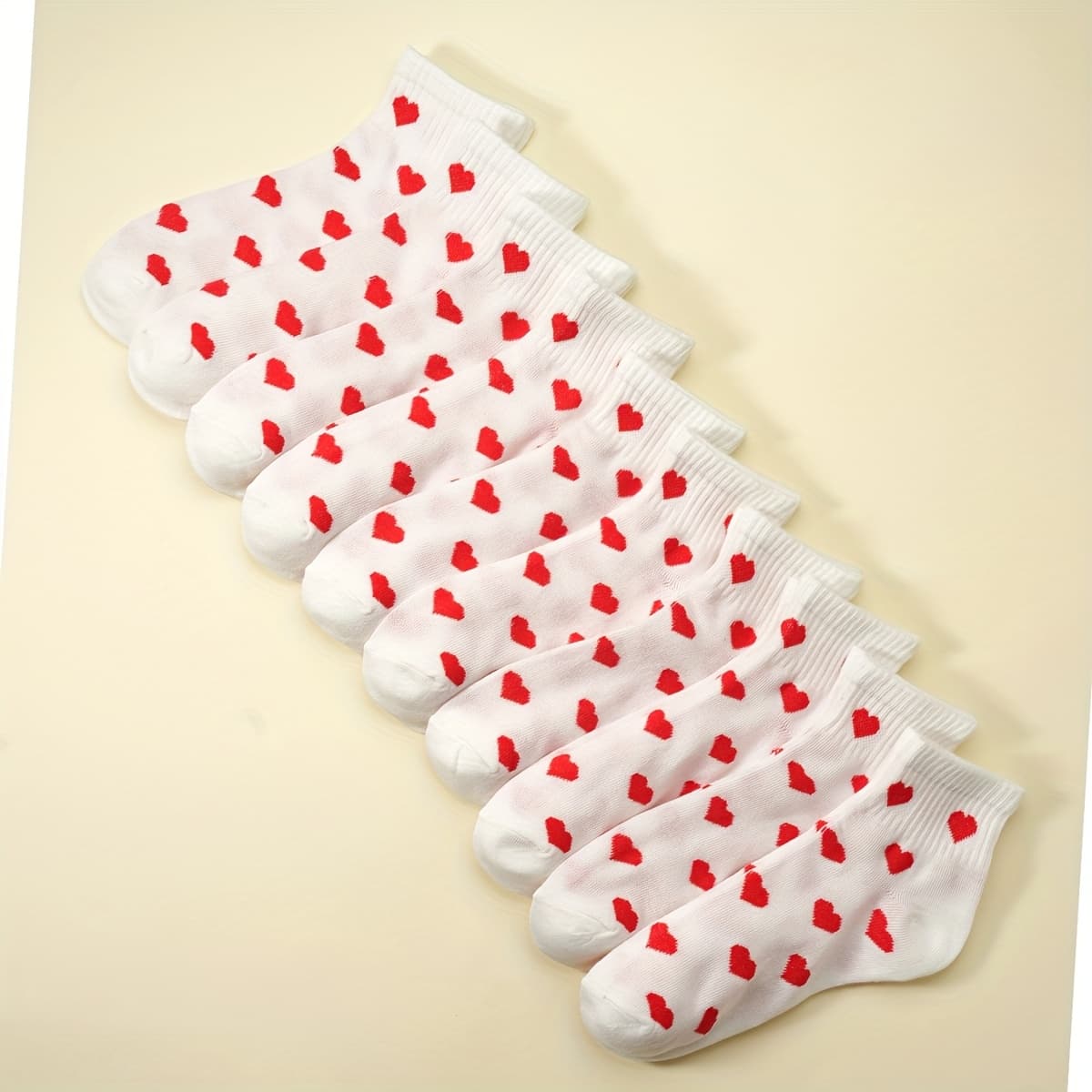 TEMU 10 Pairs Of Red And Heart Socks