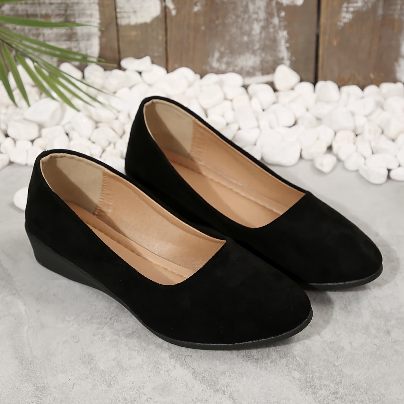 TEMU Women's Shallow Mouth Round Head High Heels Elegant Diagonal Heels Work Shoes, Women Shoes