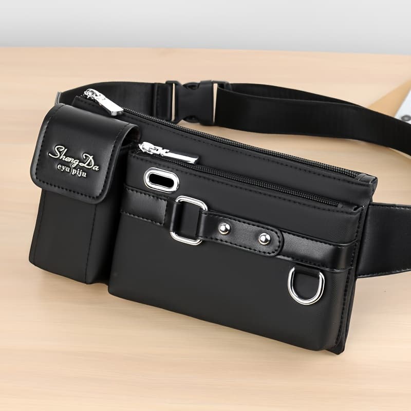 TEMU New Lightweight Waist Bag, Men's Sports Casual Chest Bag, Multifunctional Phone Pouch, Fabric Bag, Large Capacity Crossbody Bag