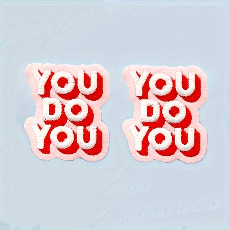 TEMU 2pcs " You" Embroidered Iron-on Patches, Multicolor Applique Badges, Motivational Gift Ideas For Clothing And Accessories