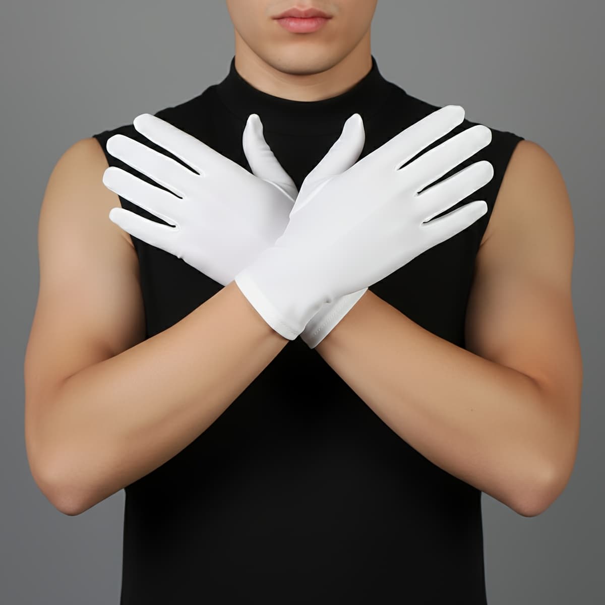TEMU 1 Pair Of White High-stretch Formal Mittens, Suitable For Wedding Brides/welcome Etiquette/performances, Soft And Comfortable With Low Pilling, As Jewelry Cleaning/ Gloves, Unisex Gloves