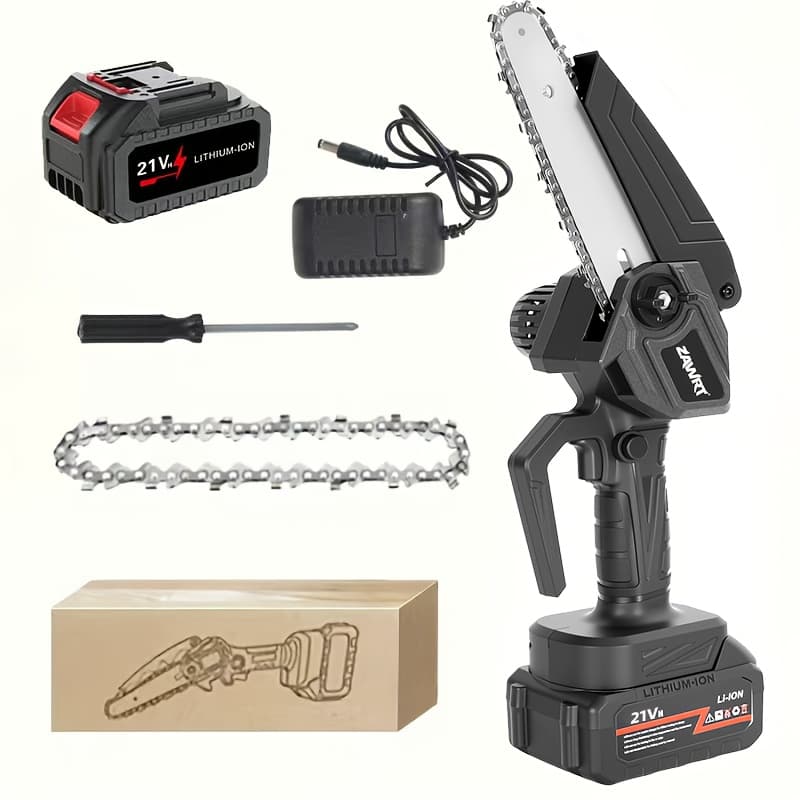 TEMU Mini 6-inch Cordless Chainsaw With Splash Guard & Safety Lock, Great For Gardening, Camping, Firewood, And A Perfect Gift For Parents.black Promotion, Birthday, Christmas Or Festival Gift