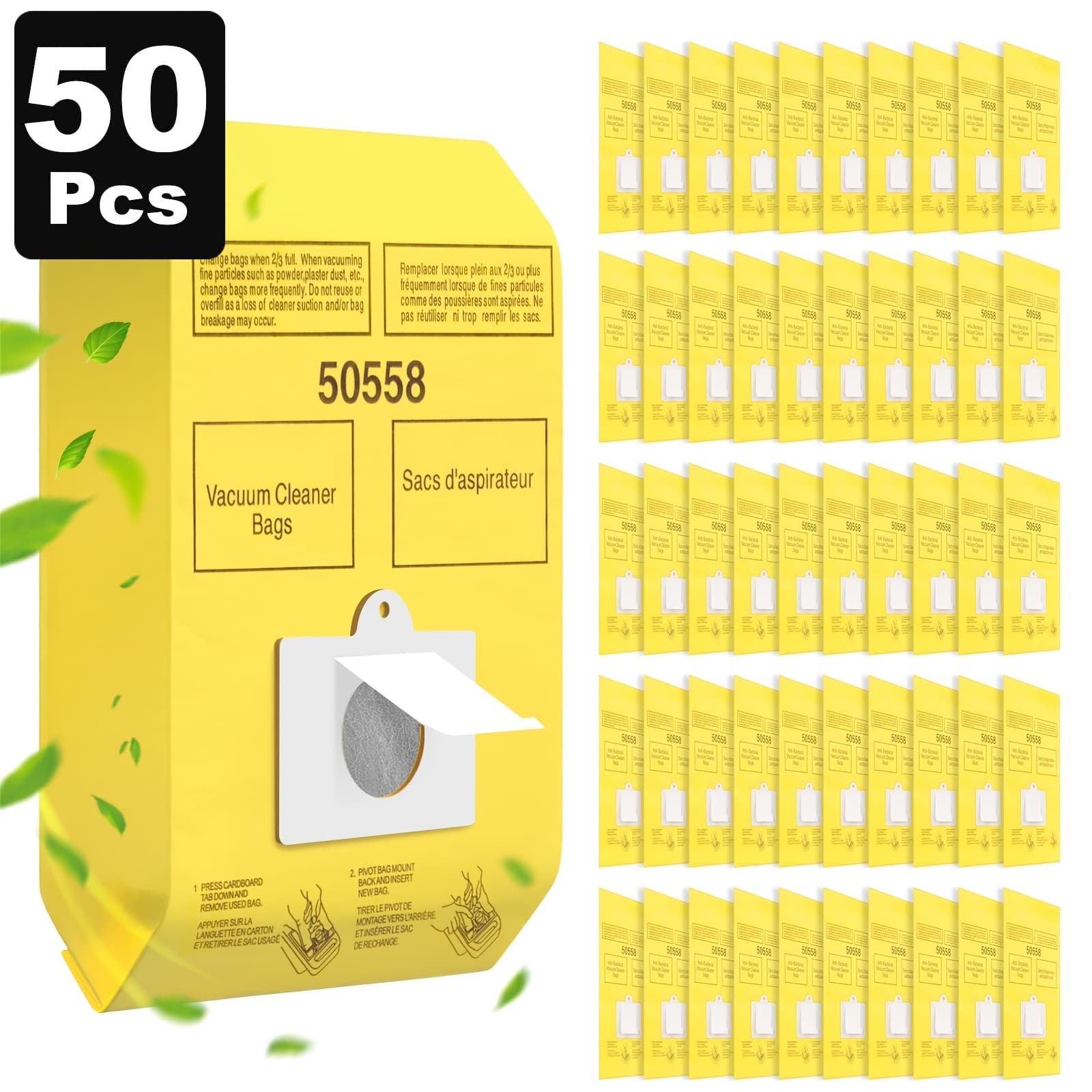 TEMU 25/50 Pack 50558 Canister Vacuum Bags For Ken- Canister Type C/q 5055 50555 50557 50558, Replacement Vacuum Cleaner Bags For -so-nic Type -18, Large Capacity, Hepa Filtration