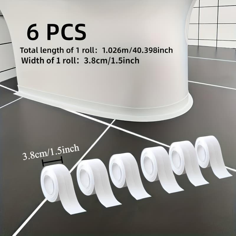 TEMU 6 Rolls Self - Adhesive Waterproof Sealing Strip For Bathrooms And Kitchens, Durable High - Quality Adhesive, Easy To Tear And Stick, Seamless Sealing Tape,