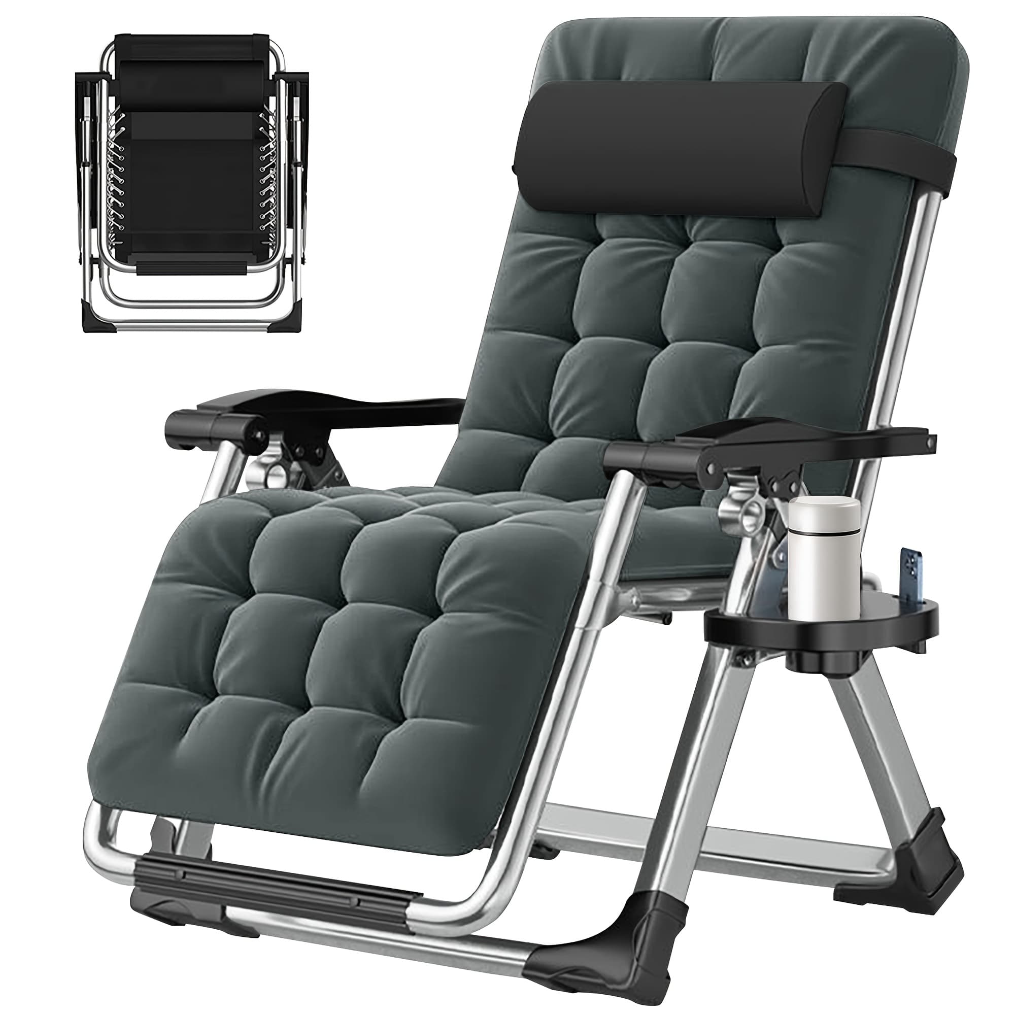 TEMU A Lounge Chair That Reclines, Featuring A Detachable Cushion And A Cup Holder, Suitable For Indoor And Outdoor Use. This Folding Recliner Can Support Weights Of Up To 440 .
