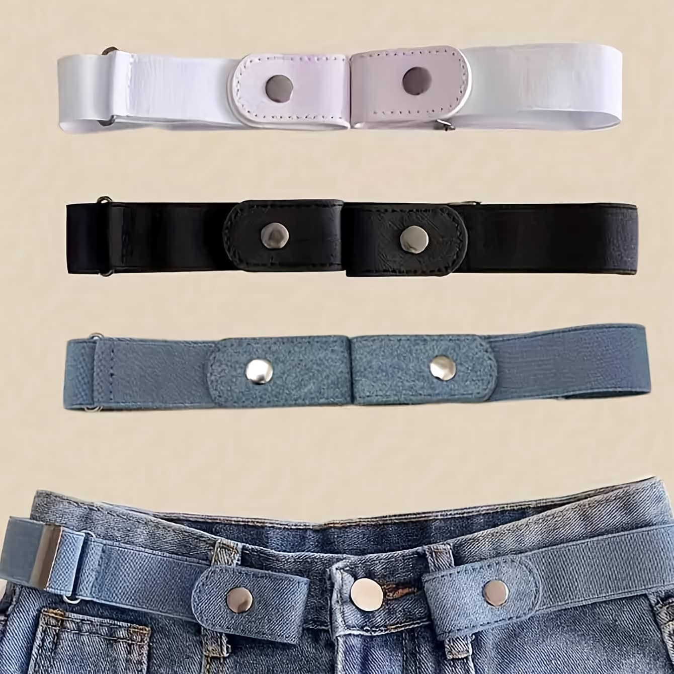TEMU 3pcs Of Elastic Belts, Stylish And Casual, Invisible Waistbands For Dress Coats Additions