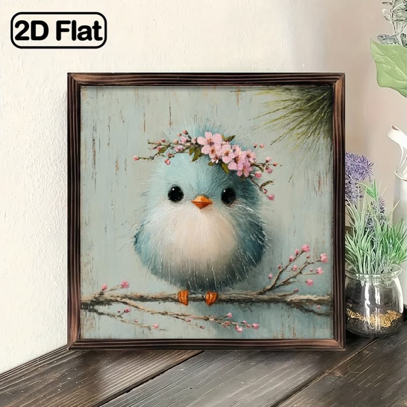TEMU 2d Flat, 1pc, Vintage- Flower Art Wooden Framed Sign, With Framed Wall Art Decor For Farmhouse, Living Room, Bedroom, Garage Garden, Office, Ideal Gift For Familys 8x8 Inch, 2d Flat