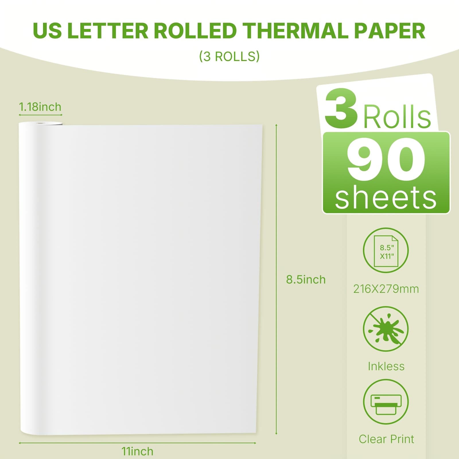 TEMU A4 Thermal Paper, 3 Rolls/90 Sheets, Suitable For Office/homework/documents