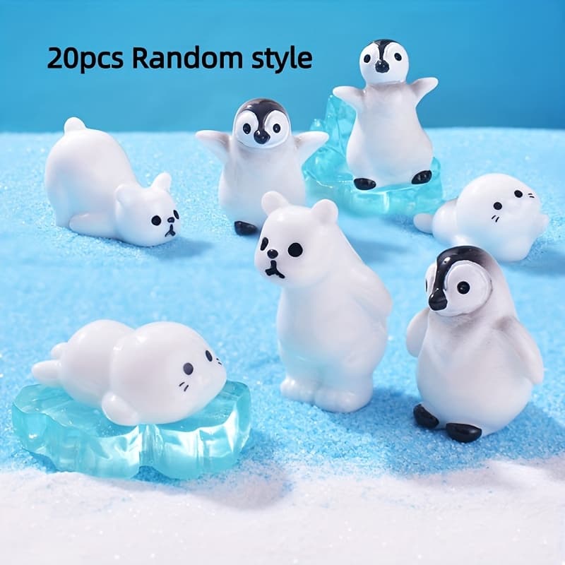 TEMU 20pcs Cute Penguins, , Ice Moss Micro Landscapes, , Snow Landscape Ornaments, Seal Ice Christmas Mini Landscaping Accessories, Mini Ornaments