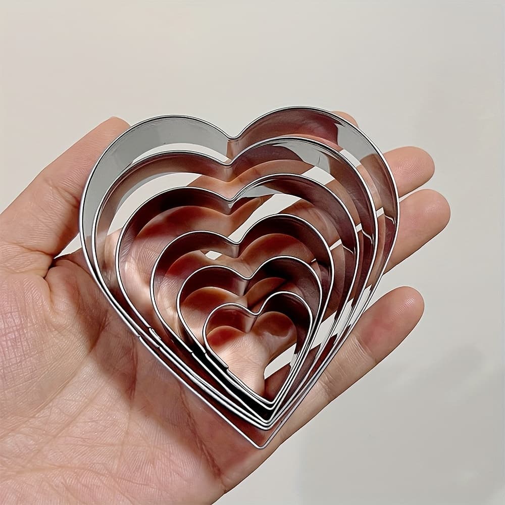 TEMU 6-piece Stainless Cookie Cutters Set For Holiday Baking, Birthday, Wedding, Valentine's Party – Versatile Kitchen Gadgets, No Electricity Needed