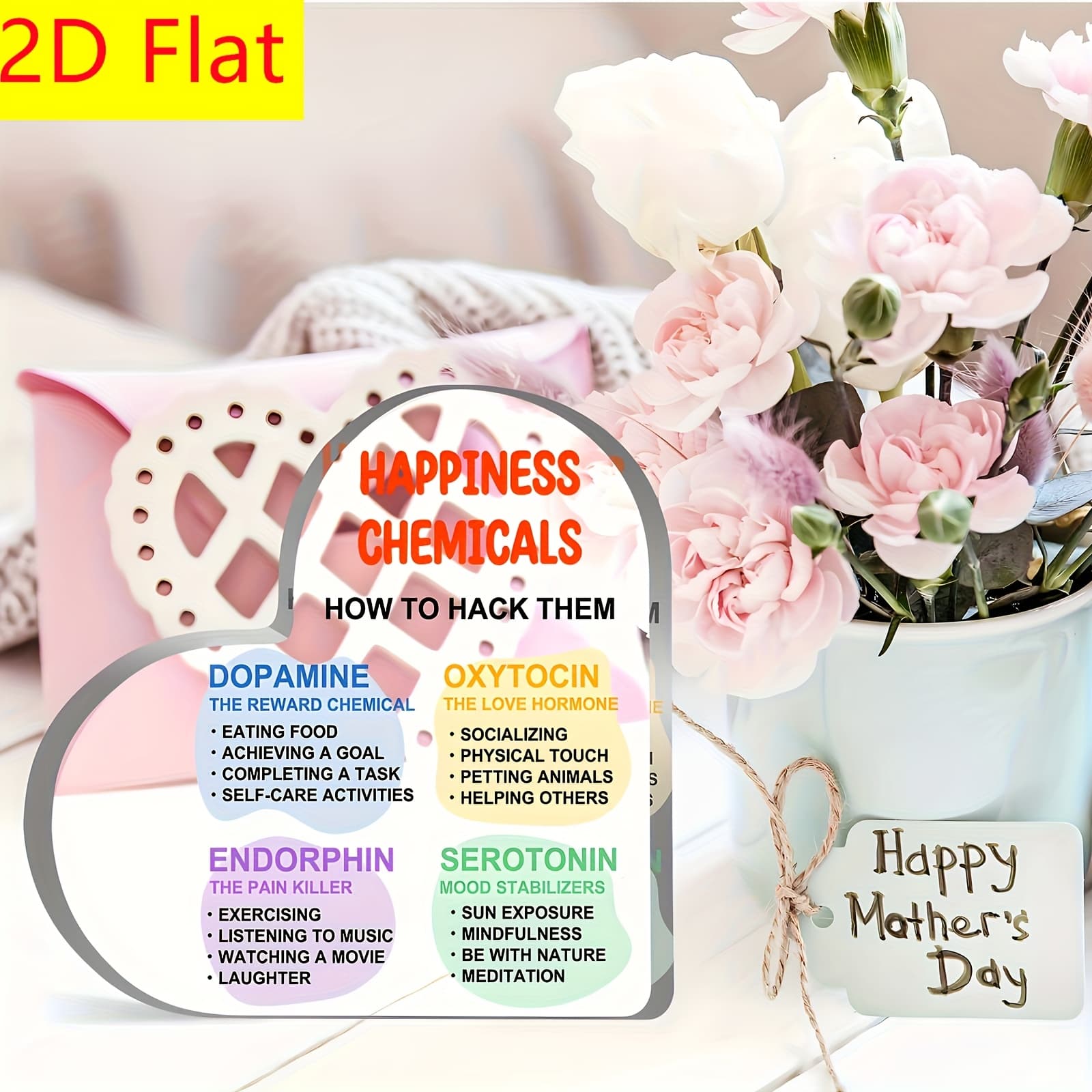 TEMU 2d Flat, 1pc Mental Health Acrylic Heart Shape Decorative Plaque - Inspirational Sign, Perfect Gift For Therapists & Counselors, Home Office Desktop Decor, 2d Flat
