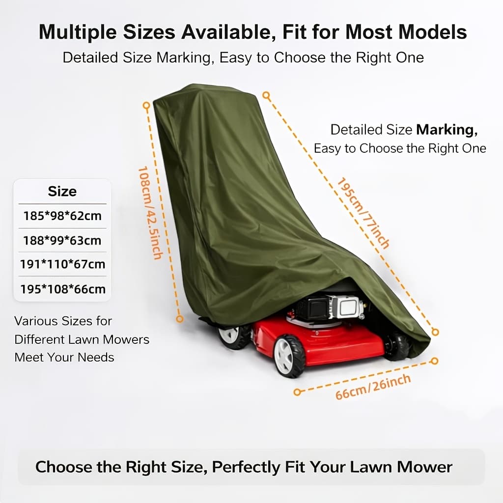 TEMU A Lawn Mower Cover Designed For Outdoor Storage, Available In A Range Of Most Push Mowers. Made From 300d Oxford Fabric With A Drawstring Closure At