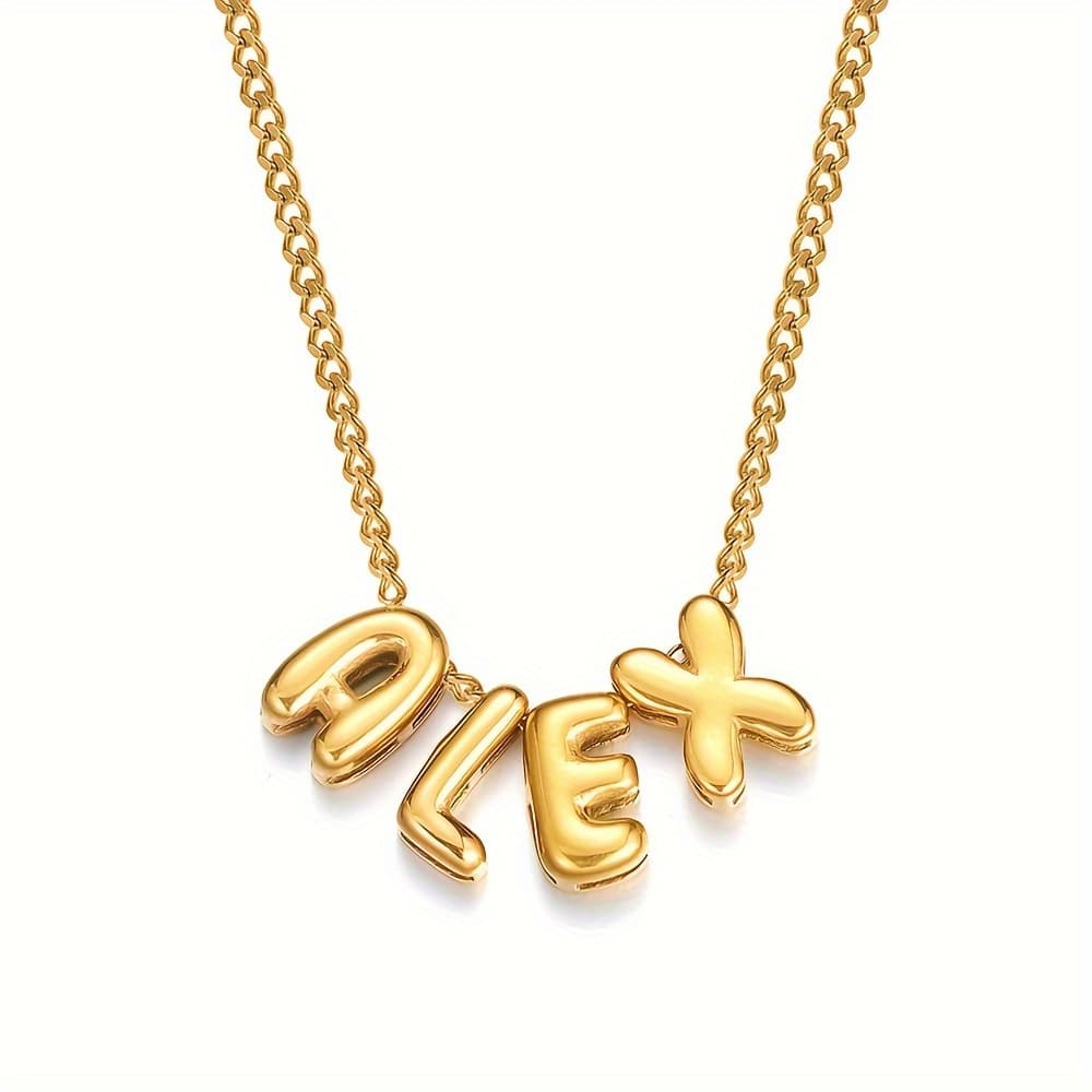 TEMU 1 Personalized Name Necklace, Women's Bubble Letter Necklace With Name, Custom Name Necklace For Weddings, Valentine's Day, Gifts