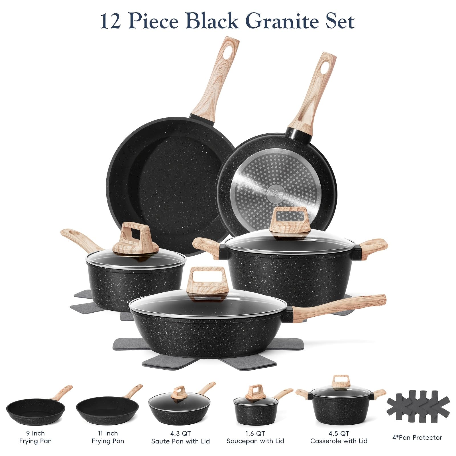 TEMU 12pcs Pot And Pan Set Kitchen Cookware Set Induction Cookware Cooking Set With Frying Pan, , Kitchen Gadgets