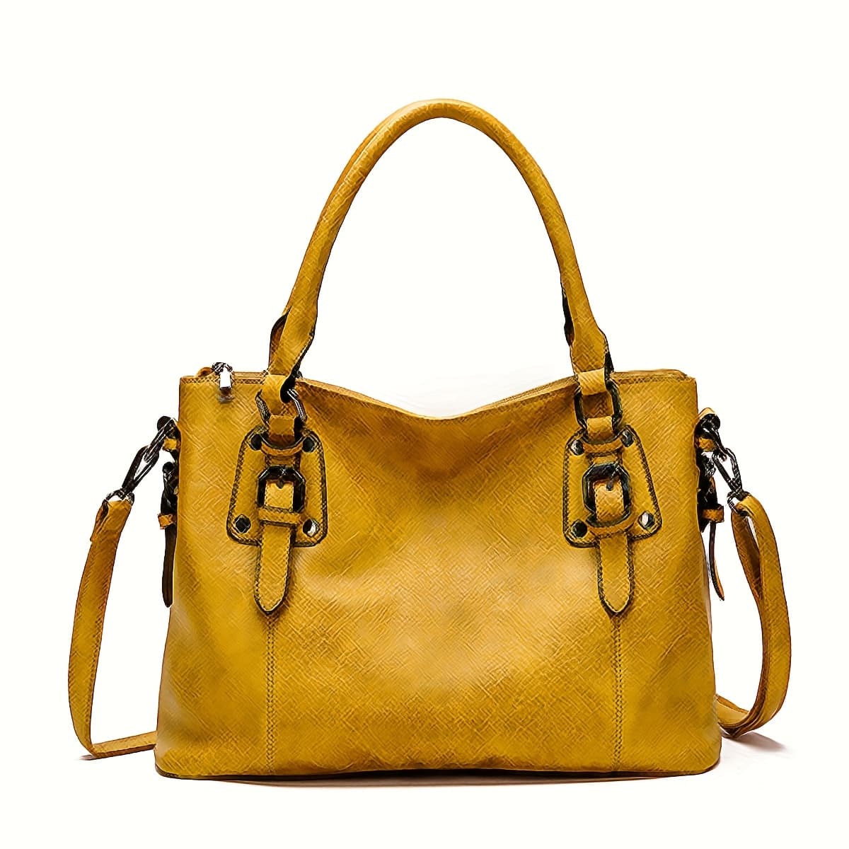 TEMU Women's Yellow Convertible Bag - Stylish Minimalist Tote/shoulder/crossbody, Lightweight, Large Capacity With Zipper Closure, Adjustable Strap, Durable For Daily , Dates, Parties
