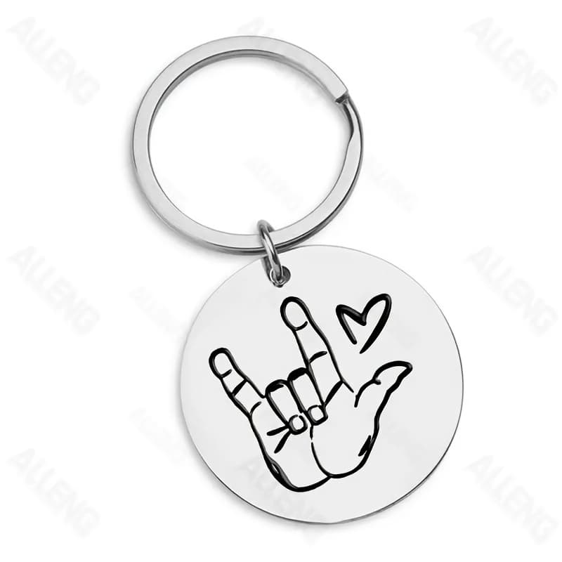 TEMU Stainless Steel Asl Sign Language Keychain, I Love You Gesture, Gift For Deaf Teachers, Suitable For Men And Women, Boyfriend, Husband, Men, Women, Girlfriend, Son