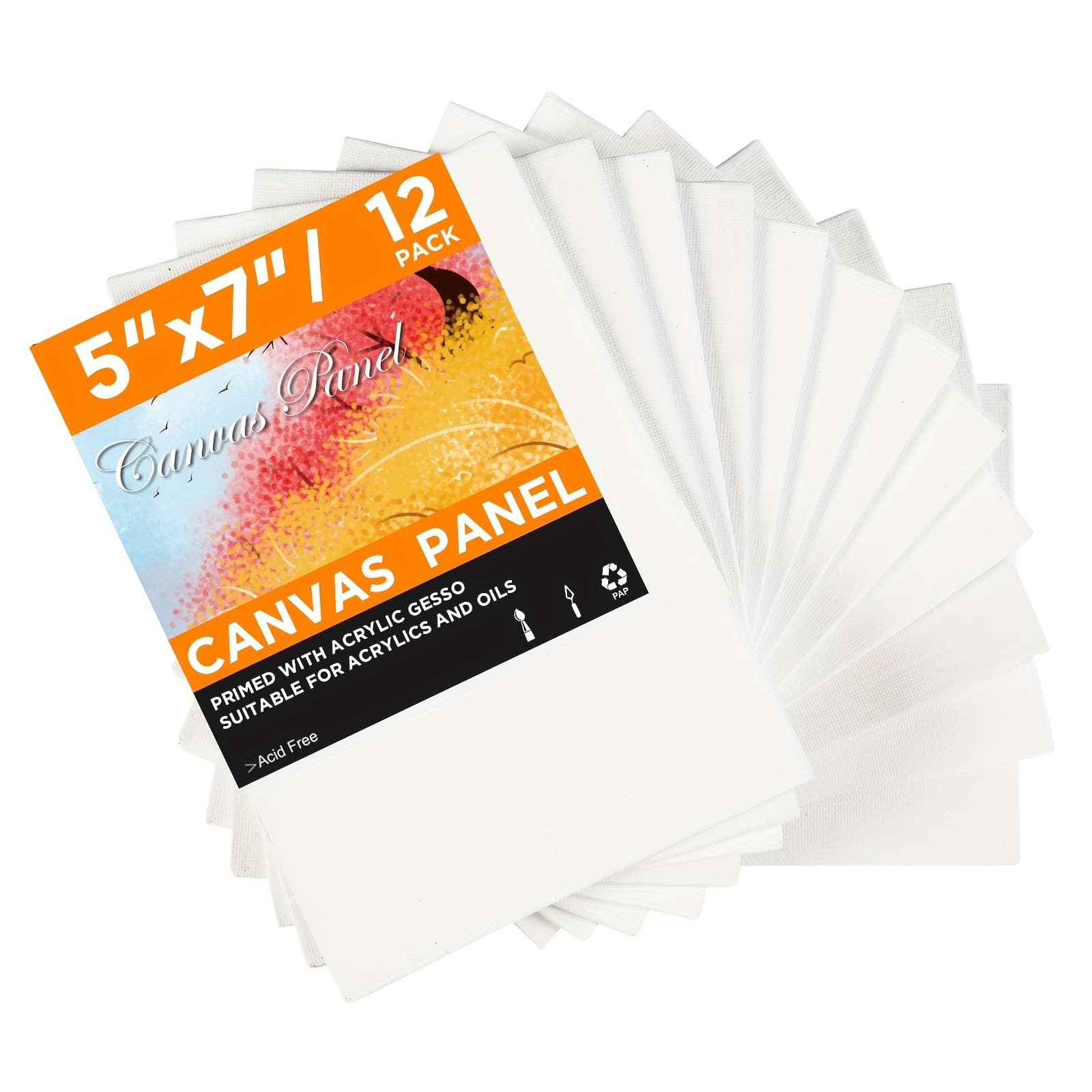 TEMU Canvas Boards, Pack Of 12//14/24, 5 X 7 Inch, 6 × 6 Inch Boards, White Blank Canvas, Art Canvas For Acrylic Oil And Watercolor Paintings