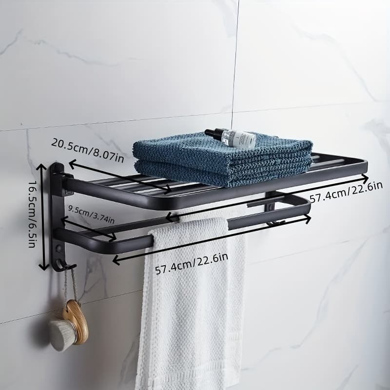 TEMU A Folding Towel Rack For The Bathroom, Designed With And Thicker Hooks, Suitable For Storing Clothes And Towels In The Shower Area, Management Assistant For The Bathroom, And A Bathroom Accessory