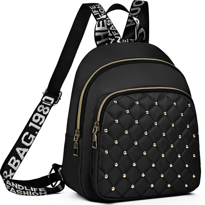 TEMU Neutral Gender Dual-shoulder Backpack With Diamond Pattern Embroidery Thread And Rivets. New Style, Casual Backpack. [the Opening Is Random]