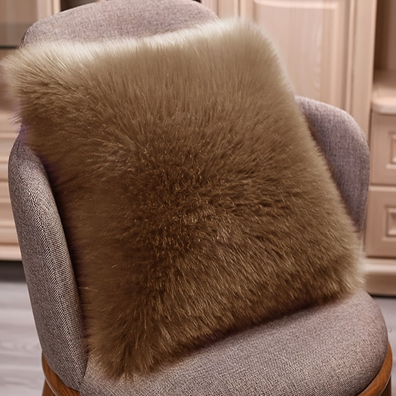 TEMU 1 Wool Pillowcase, Cushion, Bedding, Sofa Cushion, Chair Cushion, Long Plush Sofa Bedroom Decorative Pillowcase, No Pillow Insert, 17.7*17.7 Inches