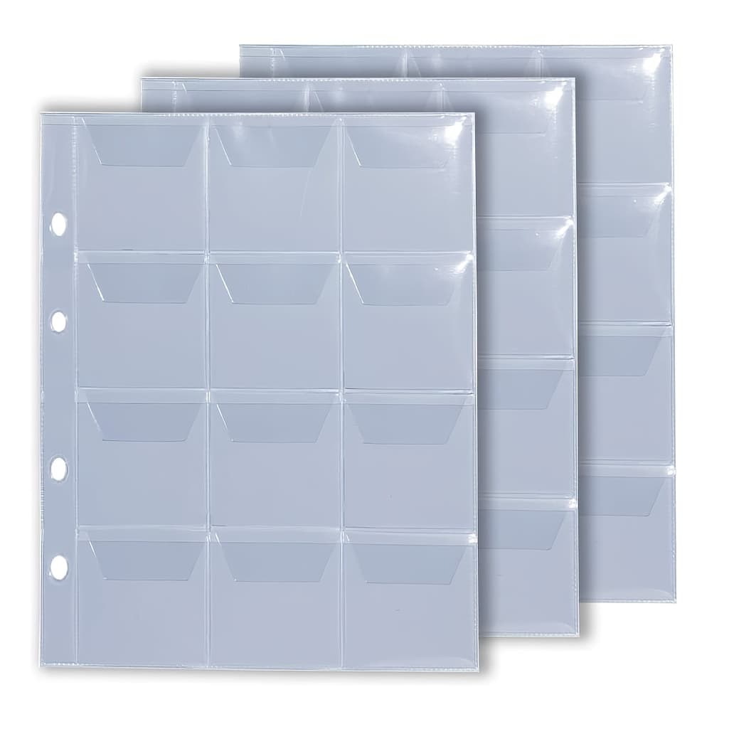 TEMU 10 Sheets Coin Pages Durable Pvc Binder Coin Collecting Sleeves 4 Holes Coin Page Album For Collectors Coin Collection Sleeves Inserts