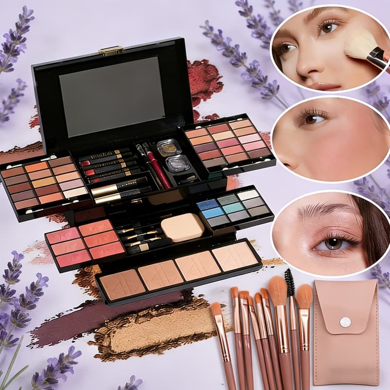 TEMU Professional Makeup Palette Kit - 39 Color Eyeshadow & 6 Blush & 4 Powder & 3 Lipstick, Full Face Set With Brush Applicators, Long-lasting Pigmented Cosmetics, Gift For Women Teens Beginners