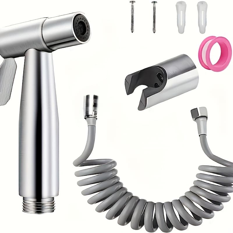 TEMU 3pcs Luxury Stainless Steel High-pressure Handheld Shower With Bidet Sprayer And Tub Attachment - Wall-mounted, Diverter Control, For Bathroom Cleaning (no )