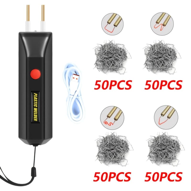TEMU 100w Cordless Plastic Welder Gun Kit - Includes 200pcs Hot , Portable Stapler Tool For Car Bumper, Kayak, Motorcycle And Plastic Fixing