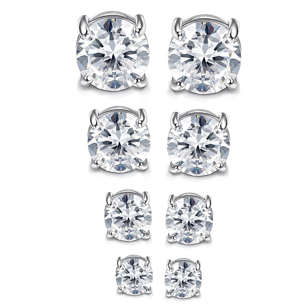 TEMU 8 Pairs Of 5-8mm Men's Magnetic Earrings, Women's Glossy Round Cubic Stud Earrings, Non-piercing Hypoallergenic Stainless Steel Fake Earrings, Non-slip Non-piercing Ear Clips