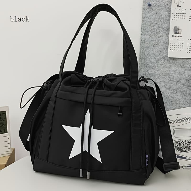 TEMU Tote Bag, Men's Tote Bag, Pattern Drawstring Bag For Men And Women, Large Capacity Shoulder Bag, Lightweight Travel Storage Bag.