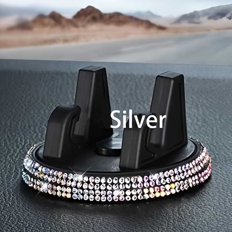 TEMU Colorful Upgraded Car Mobile Phone Holder With Diamond Inlay For Center Console, 360 Degree Rotatable Navigation Support Bracket Black Blue Red Silvery Pink