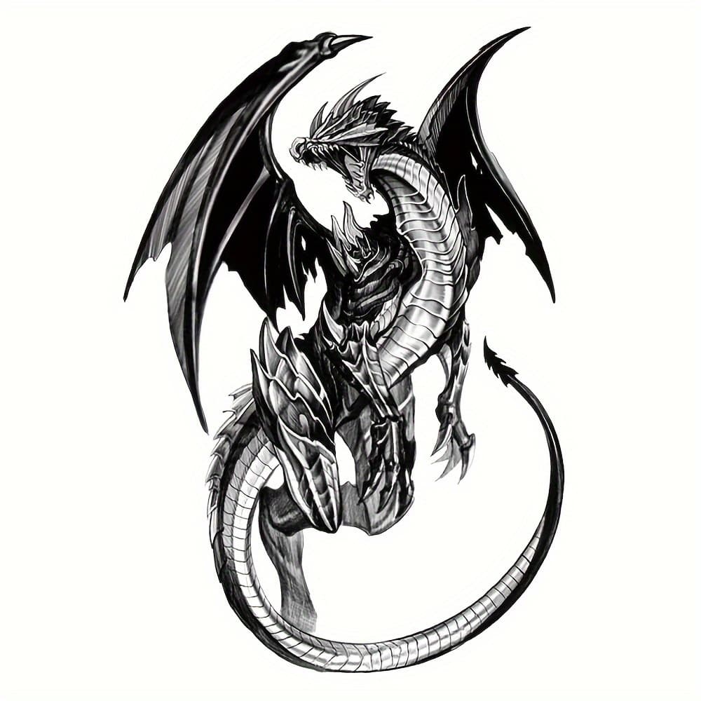 TEMU Christmas Gift 1 Vibrant Flying Dragon Temporary Tattoo Sticker - Waterproof, Realistic Body Art For , Shoulders, Back & Legs - Christmas Gift