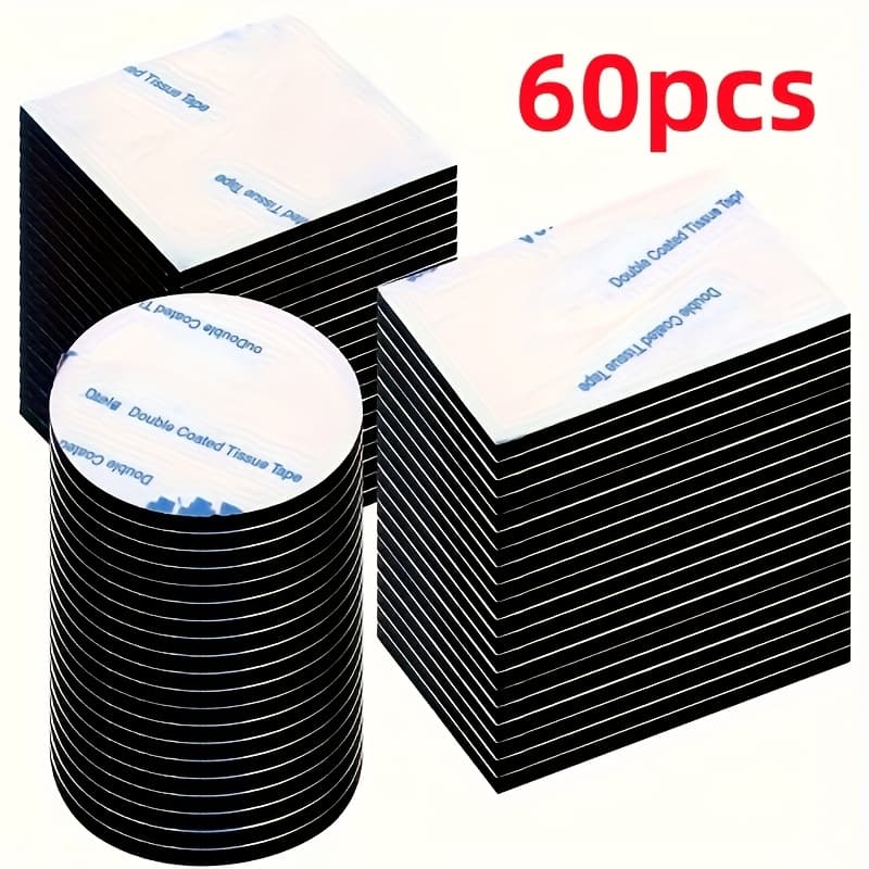 TEMU 30/60pcs Double-sided Tape - Black, Adhesive Tape, For Walls, Floors And Doors Multi-form Foam - Ideal For Crafts And Plastics