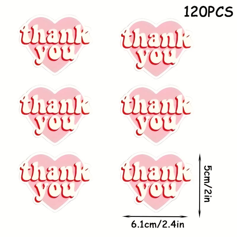 TEMU 120 Irregular-shaped Thank You Stickers, "thank You My " Design With Heart-shaped Graphics - Perfect For Retailers, Boutiques, Businesses, Boxes, Envelopes, And Office Gift Wrap Decorative Labels