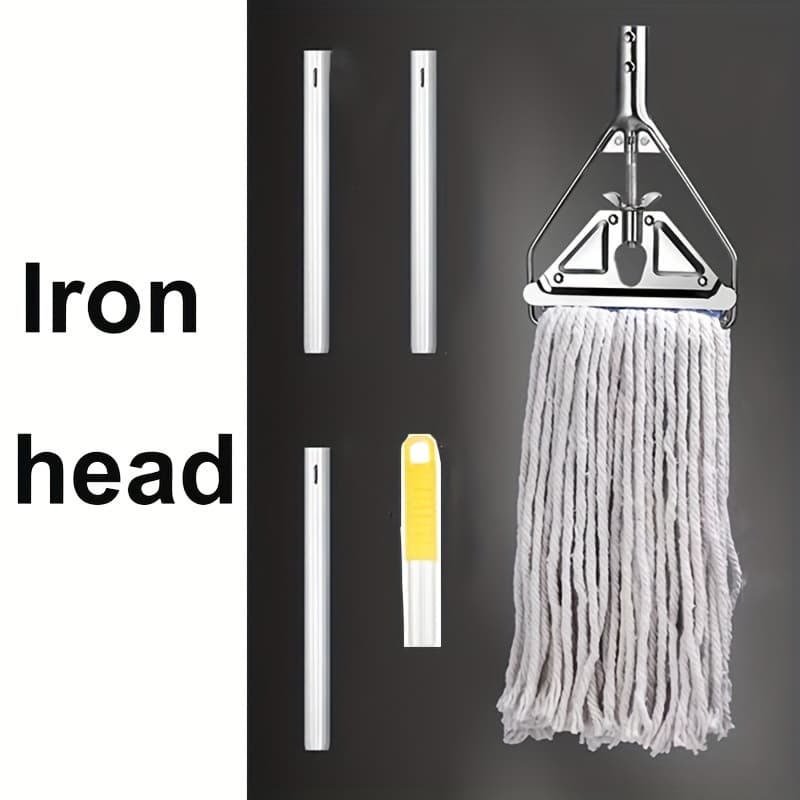 TEMU Heavy Duty Commercial String Mop With 59" Handle & 2 Interchangeable Heads - Plastic/metal Construction, No Electricity Needed For Home, Garage, Office, Warehouse Floor Cleaning, Cordless Mop