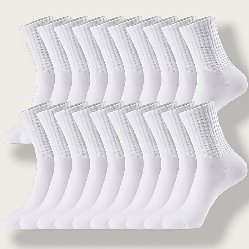 TEMU 10/20 Pairs Of Men's Socks, Women's Socks, Socks, White Socks, Solid Color Socks, Suitable For Spring And Summer , Business Socks, Sports Socks, Crew Socks