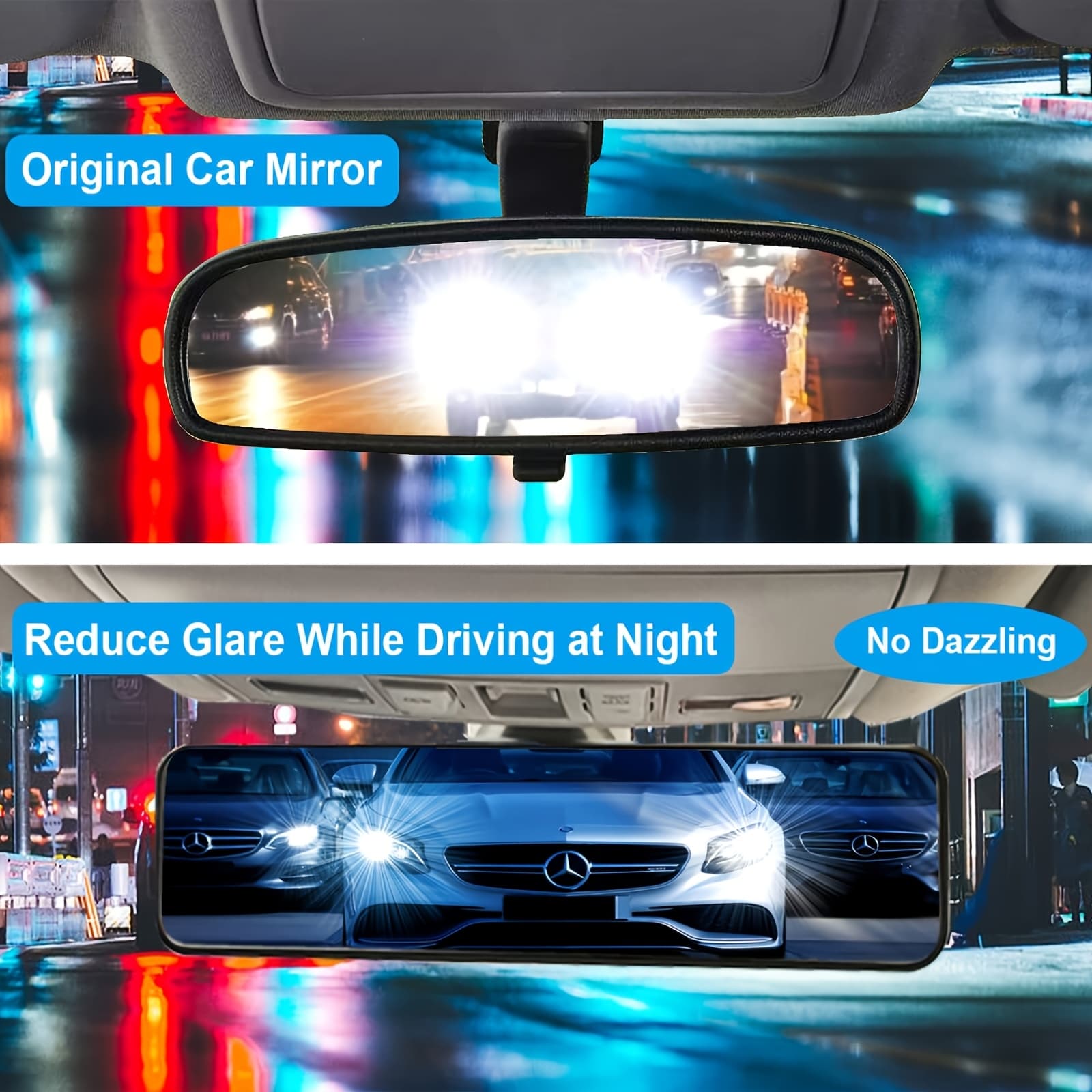 TEMU [hd Panoramic Rearview Mirror] Hd Panoramic Clip-on Rearview Mirror - Wide-angle Field Of View, Reduces Blind Spots, Improves Driving Safety For All Vehicles, , Eliminates Tunnel Effect
