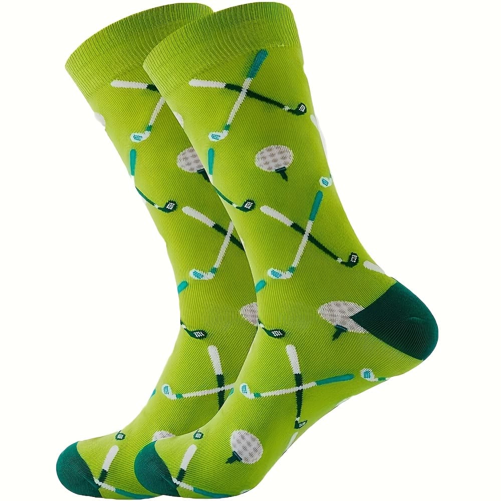TEMU 1 Pair Of Men's Novelty Fun Golf Ball Print Socks Comfortable Breathable Mid-tube Socks Gift Socks